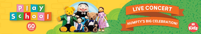Play School live concert banner with toys with Humpty and friends with ABC Kids