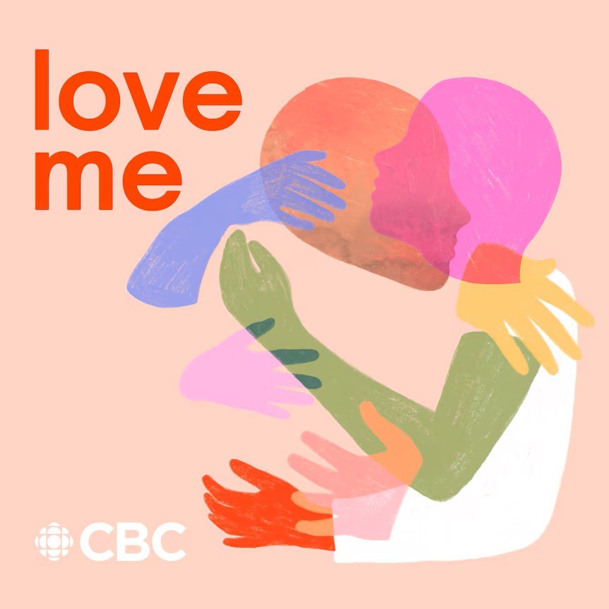 Love me. Abstract collage of two people made up of separated multi-coloured body parts hugging each other