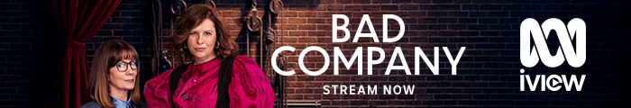 Show artwork for Bad Company: Anne Edmonds and Kitty Flanagan posing in a workshop setting