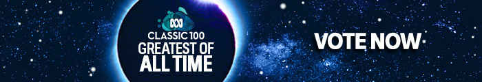 ABC Classic 100 Greatest of All Time with “Vote Now” text on a starry space background