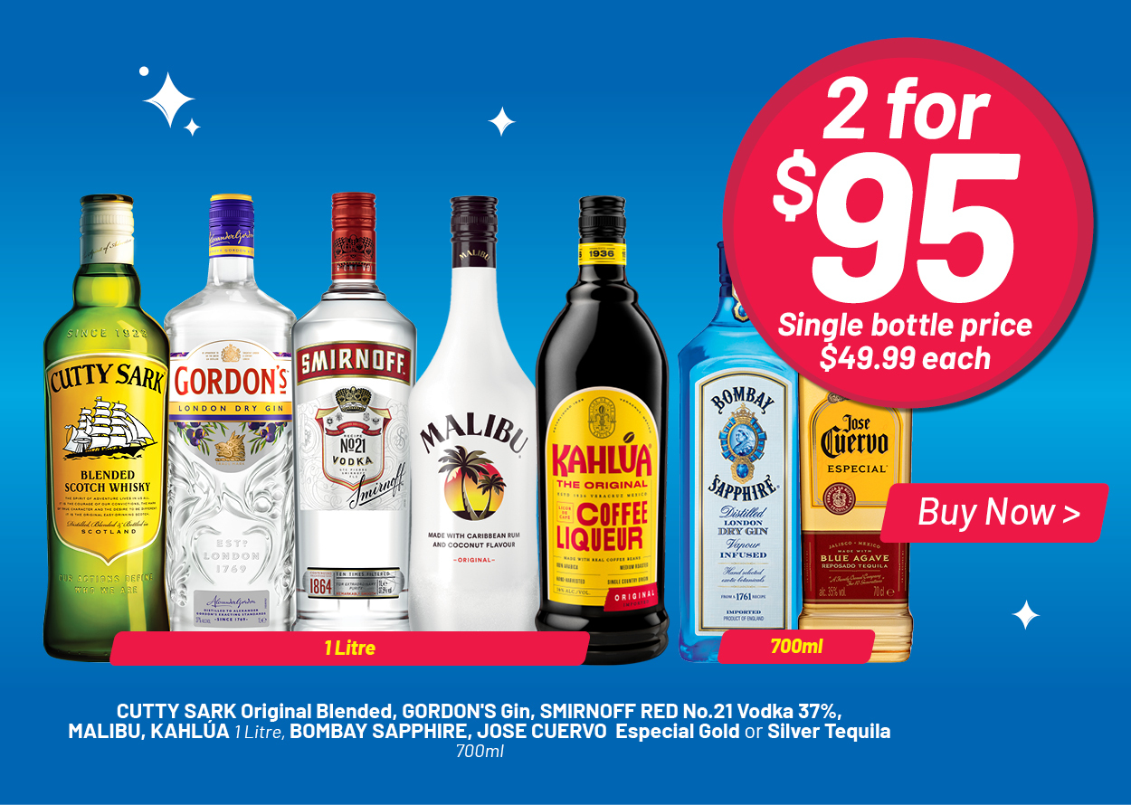 2 for $95 special offer on selected spirits