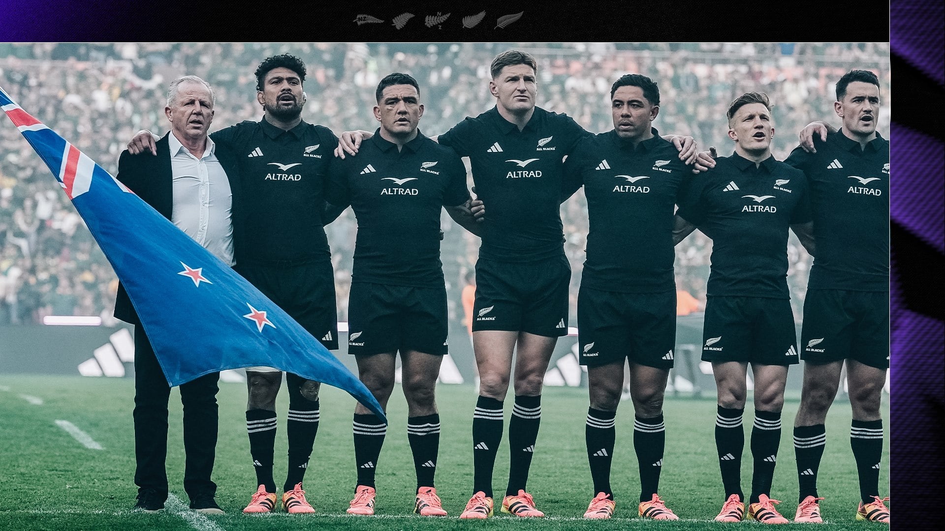 All Blacks players with Sean Fitzpatrick