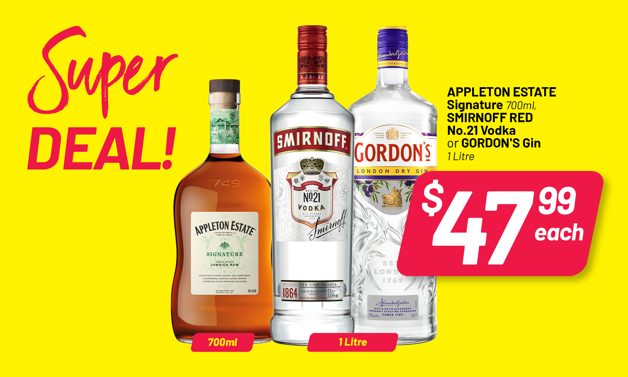 2 for $95 special offer on selected spirits